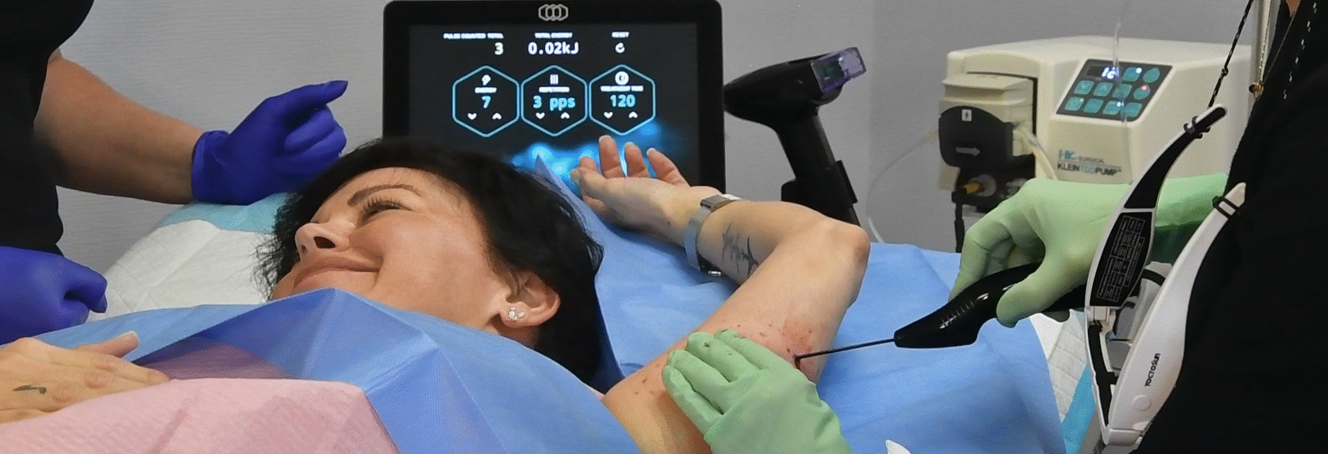 Dr. Campbell treating a patient with QuantumRF